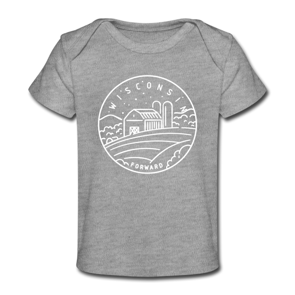 Wisconsin Baby T-Shirt - Organic State Design Wisconsin Infant T-Shirt - heather gray