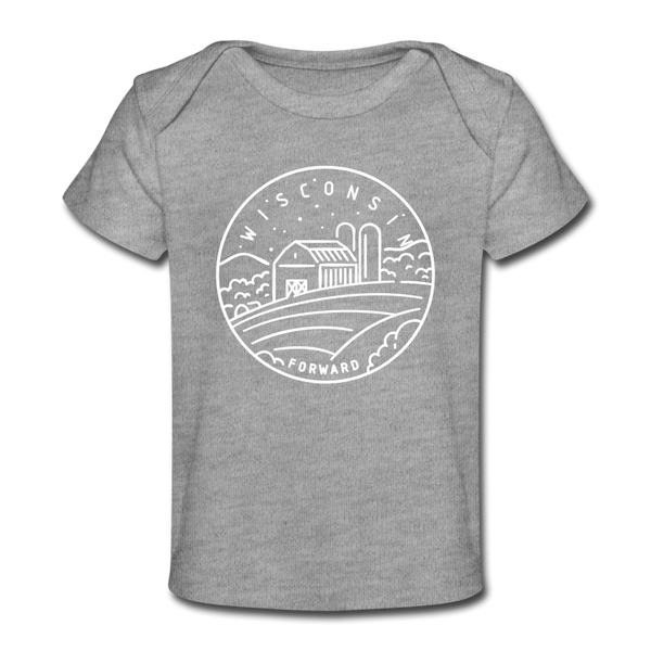 Wisconsin Baby T-Shirt - Organic State Design Wisconsin Infant T-Shirt - heather gray