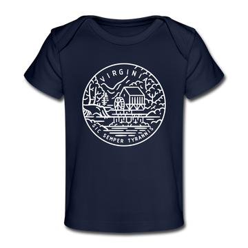 Virginia Baby T-Shirt - Organic State Design Virginia Infant T-Shirt - dark navy