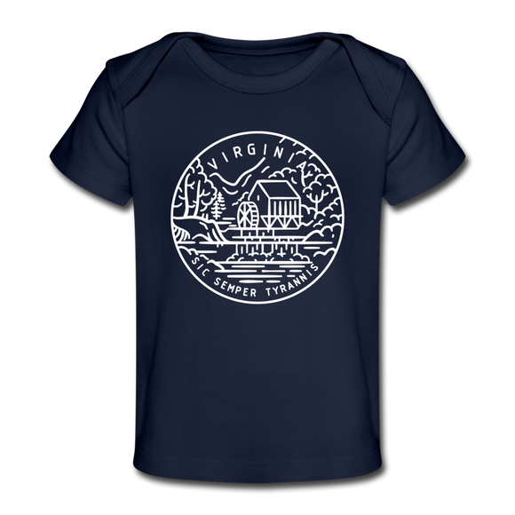 Virginia Baby T-Shirt - Organic State Design Virginia Infant T-Shirt - dark navy