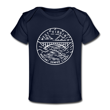 West Virginia Baby T-Shirt - Organic State Design West Virginia Infant T-Shirt - dark navy