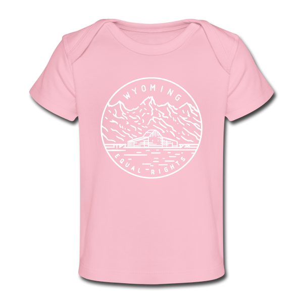 Wyoming Baby T-Shirt - Organic State Design Wyoming Infant T-Shirt - light pink