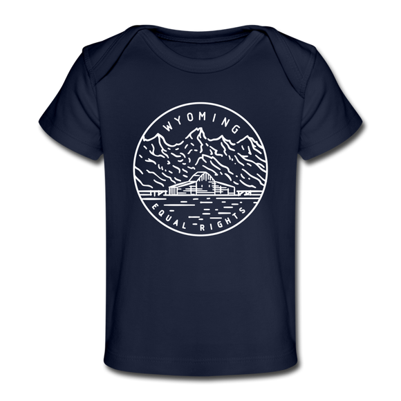 Wyoming Baby T-Shirt - Organic State Design Wyoming Infant T-Shirt - dark navy