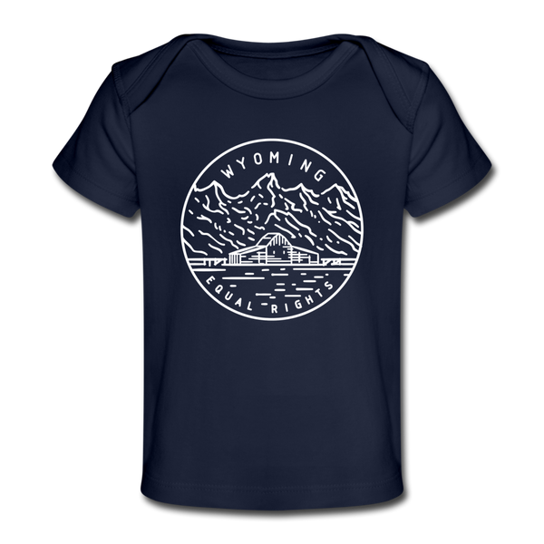 Wyoming Baby T-Shirt - Organic State Design Wyoming Infant T-Shirt - dark navy