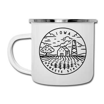 Iowa Camp Mug - State Design Iowa Mug - white