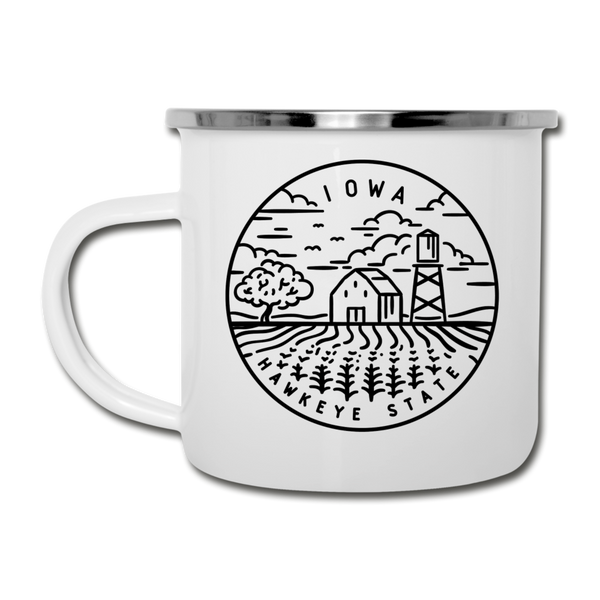 Iowa Camp Mug - State Design Iowa Mug - white