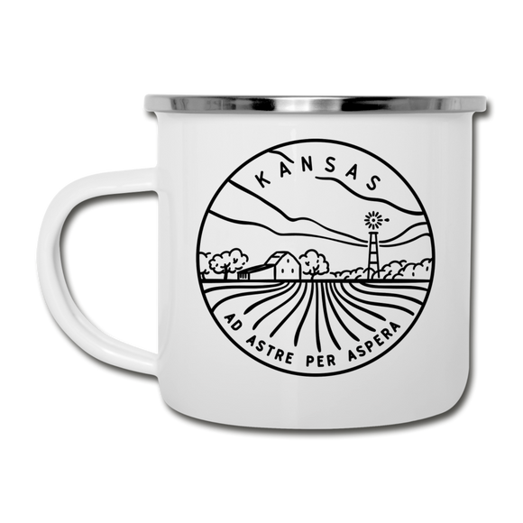 Kansas Camp Mug - State Design Kansas Mug - white