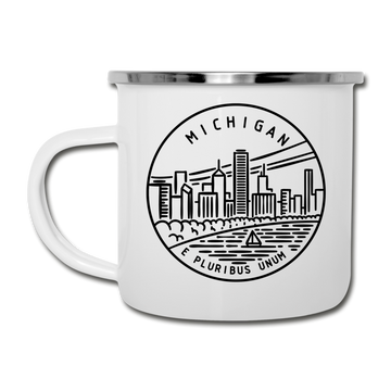 Michigan Camp Mug - State Design Michigan Mug - white