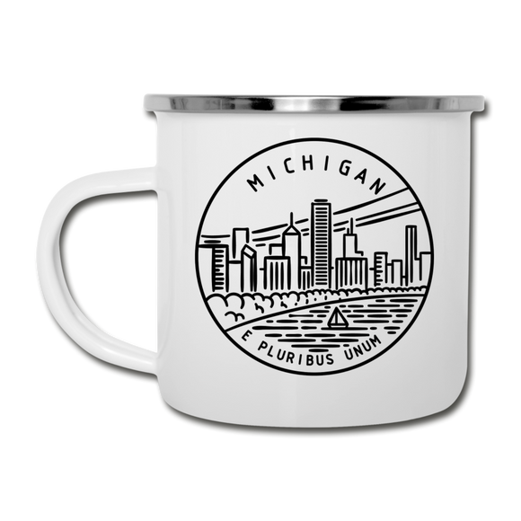 Michigan Camp Mug - State Design Michigan Mug - white