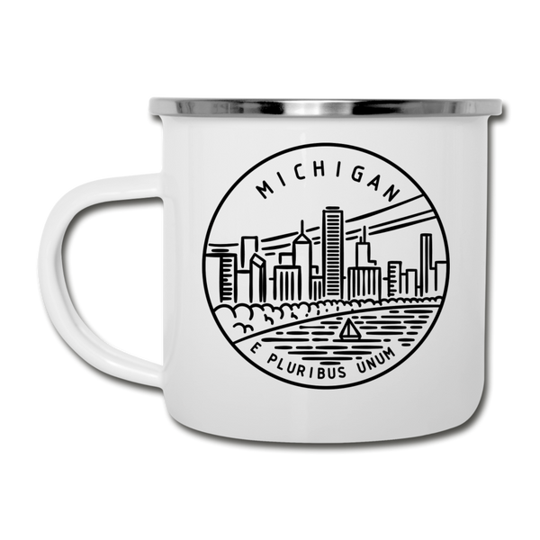 Michigan Camp Mug - State Design Michigan Mug - white