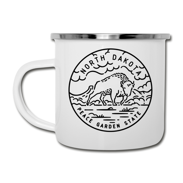 North Dakota Camp Mug - State Design North Dakota Mug - white