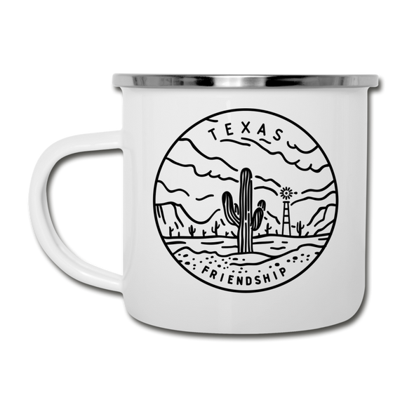 Texas Camp Mug - State Design Texas Mug - white