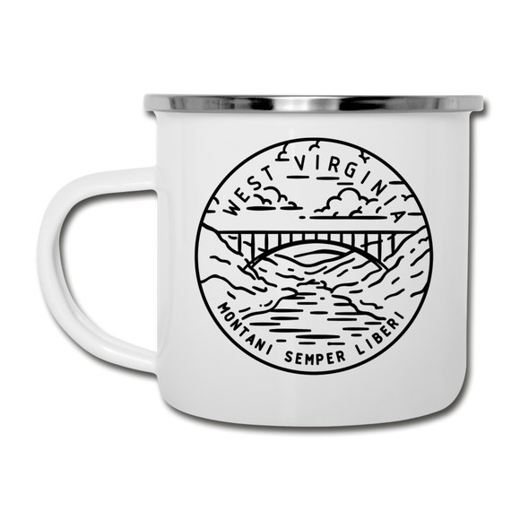 West Virginia Camp Mug - State Design West Virginia Mug - white