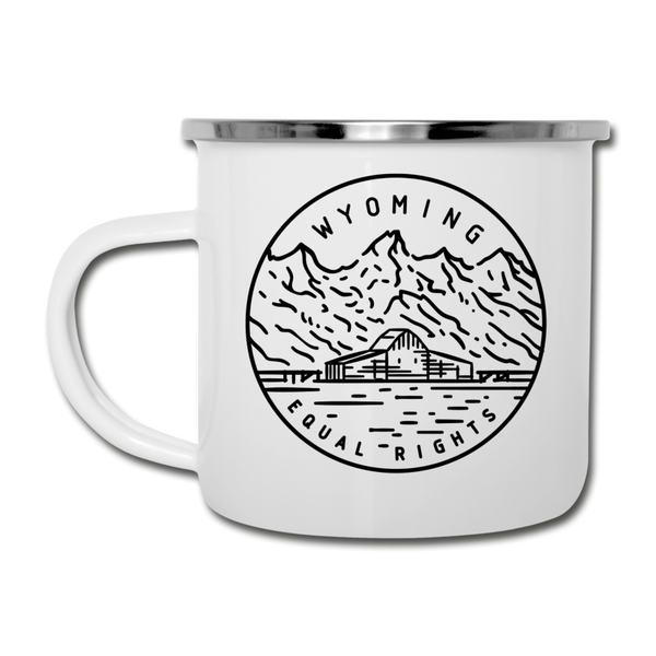Wyoming Camp Mug - State Design Wyoming Mug - white