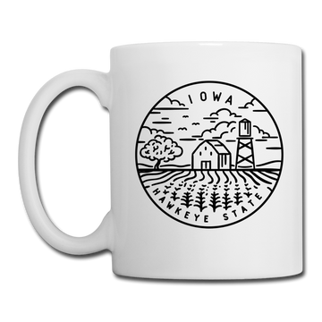 Iowa Camp Mug - State Design Iowa Mug - white