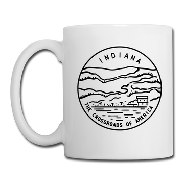 Indiana Camp Mug - State Design Indiana Mug - white