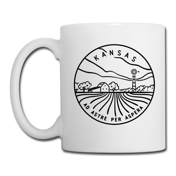 Kansas Camp Mug - State Design Kansas Mug - white