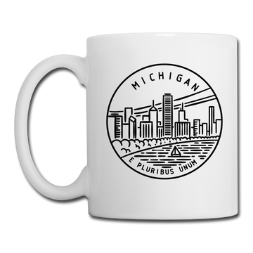 Michigan Camp Mug - State Design Michigan Mug - white