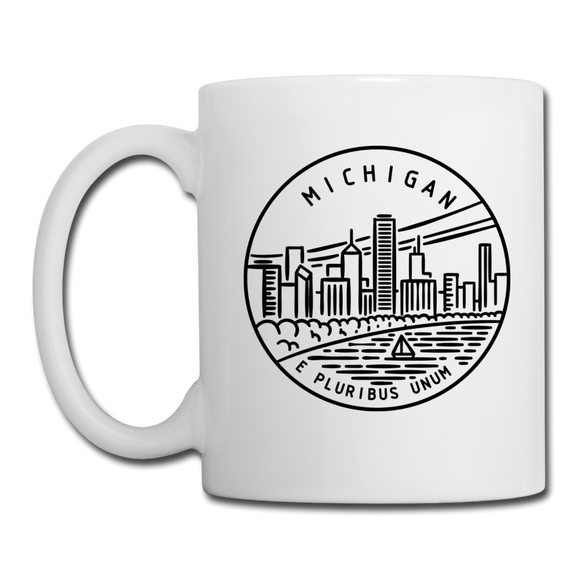 Michigan Camp Mug - State Design Michigan Mug - white