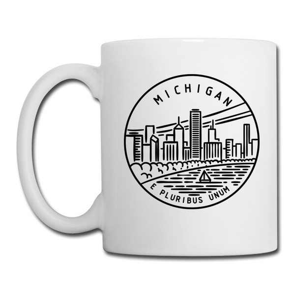 Michigan Camp Mug - State Design Michigan Mug - white