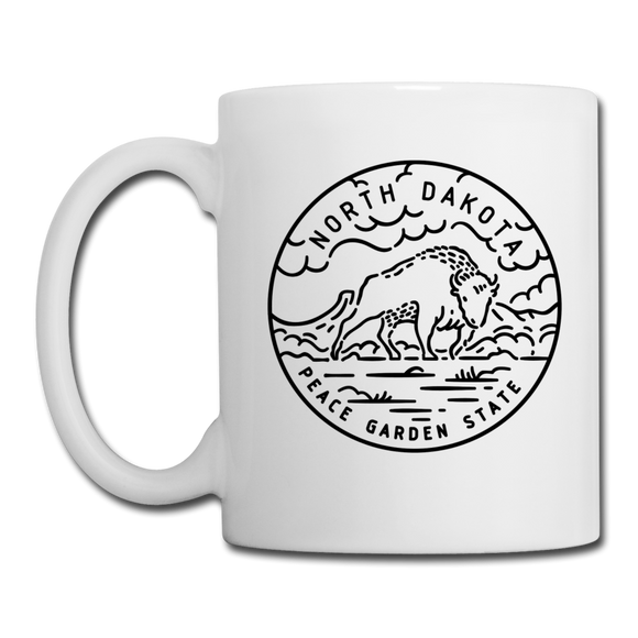 North Dakota Camp Mug - State Design North Dakota Mug - white