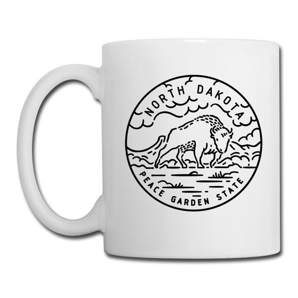 North Dakota Camp Mug - State Design North Dakota Mug - white