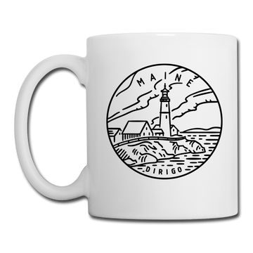 Maine Camp Mug - State Design Maine Mug - white