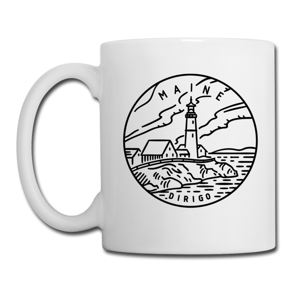 Maine Camp Mug - State Design Maine Mug - white