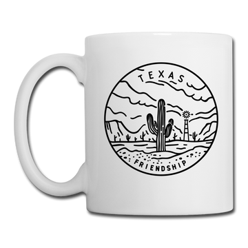 Texas Camp Mug - State Design Texas Mug - white