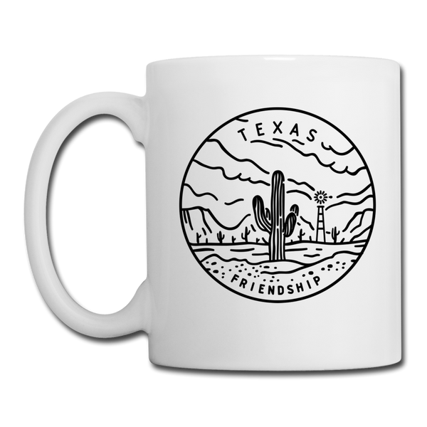 Texas Camp Mug - State Design Texas Mug - white