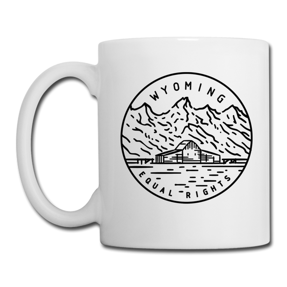 Wyoming Camp Mug - State Design Wyoming Mug - white