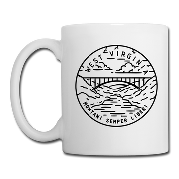 West Virginia Camp Mug - State Design West Virginia Mug - white