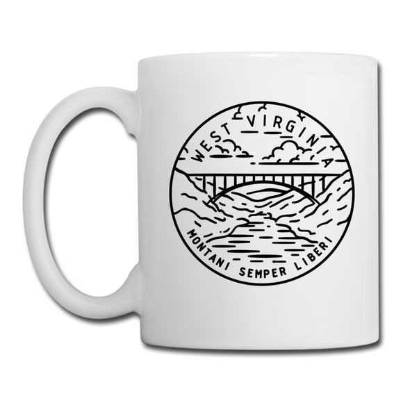 West Virginia Camp Mug - State Design West Virginia Mug - white