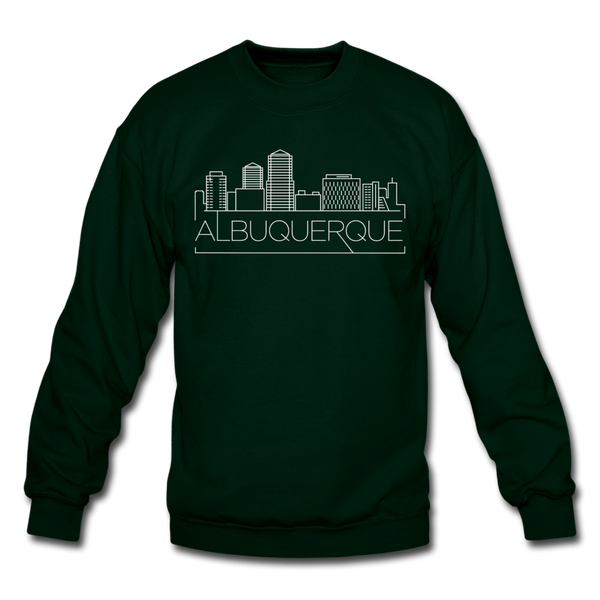 Albuquerque, New Mexico Sweatshirt - Skyline Albuquerque Crewneck Sweatshirt - forest green