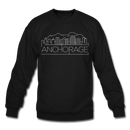 Anchorage, Alaska Sweatshirt - Skyline Anchorage Crewneck Sweatshirt - black