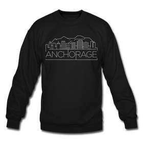 Anchorage, Alaska Sweatshirt - Skyline Anchorage Crewneck Sweatshirt - black