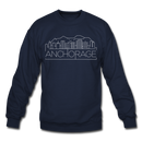 Anchorage, Alaska Sweatshirt - Skyline Anchorage Crewneck Sweatshirt - navy