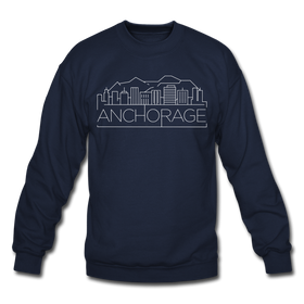 Anchorage, Alaska Sweatshirt - Skyline Anchorage Crewneck Sweatshirt - navy