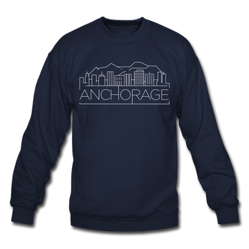 Anchorage, Alaska Sweatshirt - Skyline Anchorage Crewneck Sweatshirt - navy