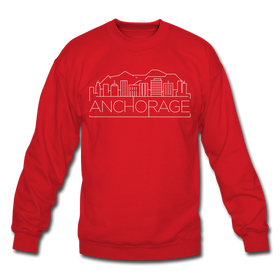 Anchorage, Alaska Sweatshirt - Skyline Anchorage Crewneck Sweatshirt - red