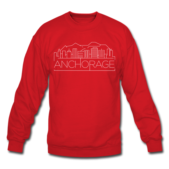 Anchorage, Alaska Sweatshirt - Skyline Anchorage Crewneck Sweatshirt - red