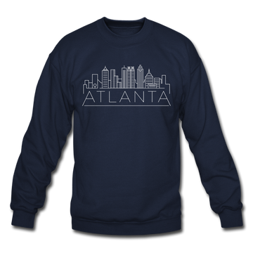 Atlanta, Georgia Sweatshirt - Skyline Atlanta Crewneck Sweatshirt - navy