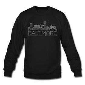 Baltimore, Maryland Sweatshirt - Skyline Baltimore Crewneck Sweatshirt - black