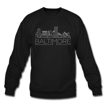 Baltimore, Maryland Sweatshirt - Skyline Baltimore Crewneck Sweatshirt - black