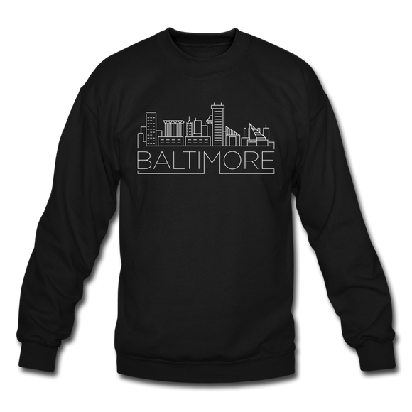 Baltimore, Maryland Sweatshirt - Skyline Baltimore Crewneck Sweatshirt - black