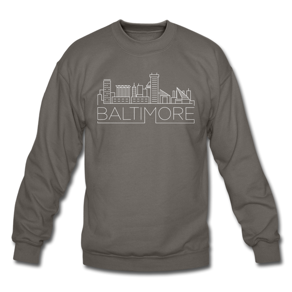 Baltimore, Maryland Sweatshirt - Skyline Baltimore Crewneck Sweatshirt - asphalt gray