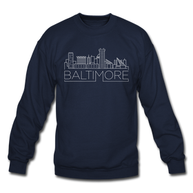 Baltimore, Maryland Sweatshirt - Skyline Baltimore Crewneck Sweatshirt - navy