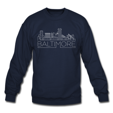 Baltimore, Maryland Sweatshirt - Skyline Baltimore Crewneck Sweatshirt - navy