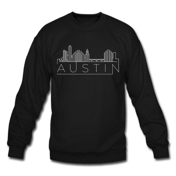 Austin, Texas Sweatshirt - Skyline Austin Crewneck Sweatshirt - black