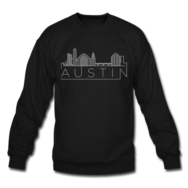 Austin, Texas Sweatshirt - Skyline Austin Crewneck Sweatshirt - black